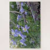 コロラドブルーオダマキ（植物）花とログパズル ジグソーパズル (縦)
