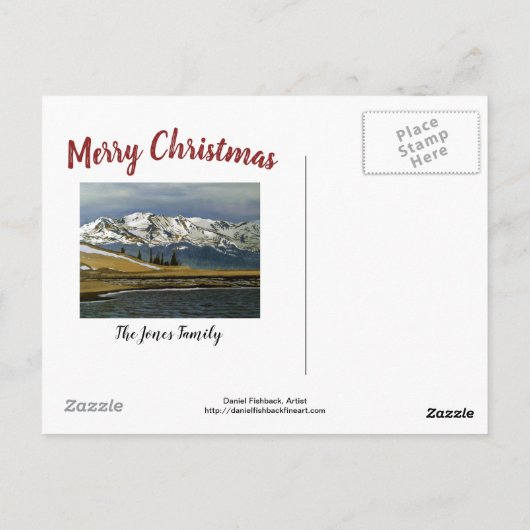 コロラドマウンテンウィンタースノークリスマスカード ポストカード (裏面)