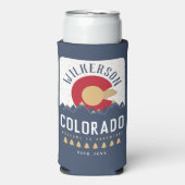 コロラドマウンテンズヴィンテージCoフラッグお土産 スリム缶クーラー (Seltzer正面)