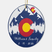 コロラドマウンテンズヴィンテージCoフラッグお土産 セラミックオーナメント (左)