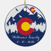 コロラドマウンテンズヴィンテージCoフラッグお土産 セラミックオーナメント (裏面)