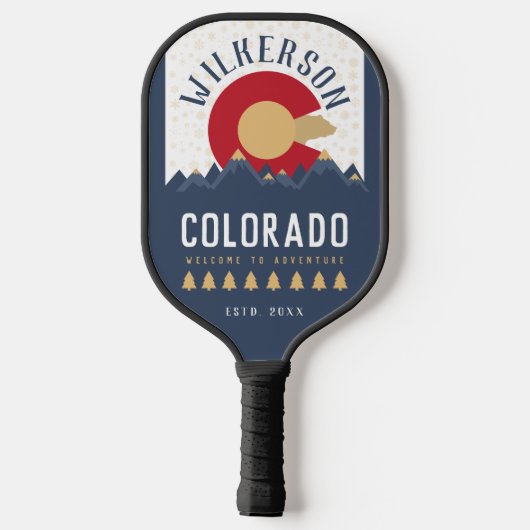 コロラドマウンテンズヴィンテージCoフラッグお土産 ピックルボールラケット (裏面)