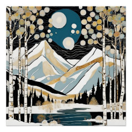 コロラドモダンマウンテンズレイクシーン ポスター