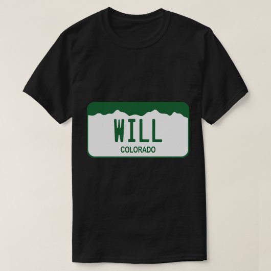 コロラドライセンスプレート – ウィル Tシャツ (デザイン正面)