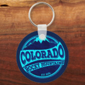 コロラドロッキーマウンテンズティール(緑がかった色)ブルーインクキーチェーン キーホルダー (正面)