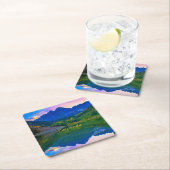 コロラドロッキー山脈と湖 スクエアペーパーコースター (インサイチュ)