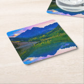 コロラドロッキー山脈と湖 スクエアペーパーコースター (アングル)