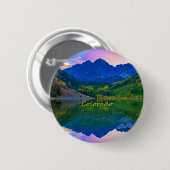 コロラドロッキー山脈と湖 缶バッジ (正面&裏面)