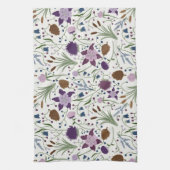 コロラドワイルドフラワーズ，オダマキ（植物），ピネコーン キッチンタオル (縦)