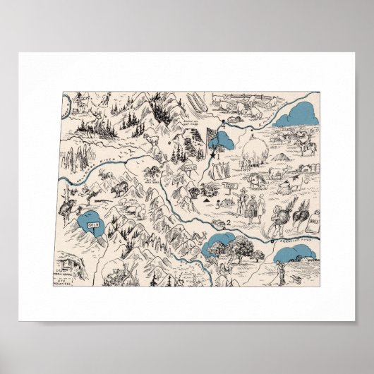 コロラドヴィンテージ写真マップアンティークコロラダン ポスター (正面)