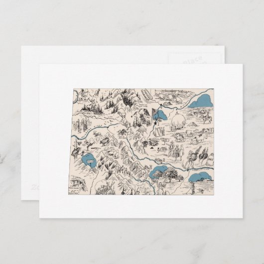 コロラドヴィンテージ写真マップアンティーク州図 ポストカード (正面/裏面)