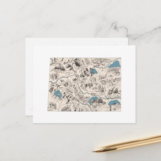 コロラドヴィンテージ写真マップアンティーク州図 ポストカード (正面/裏面インサイチュ)