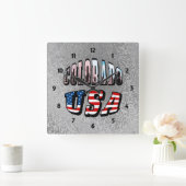 コロラド写真と米国文字 スクエア壁時計 (ホーム)