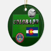 コロラド写真文字、国旗、印章、四半期、地図 セラミックオーナメント (左)
