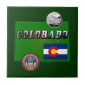 コロラド写真文字、国旗、印章、四半期、地図 タイル (正面)