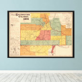 コロラド南西部の地図（1893年） キャンバスプリント (インサイチュ (ウッドフロア))
