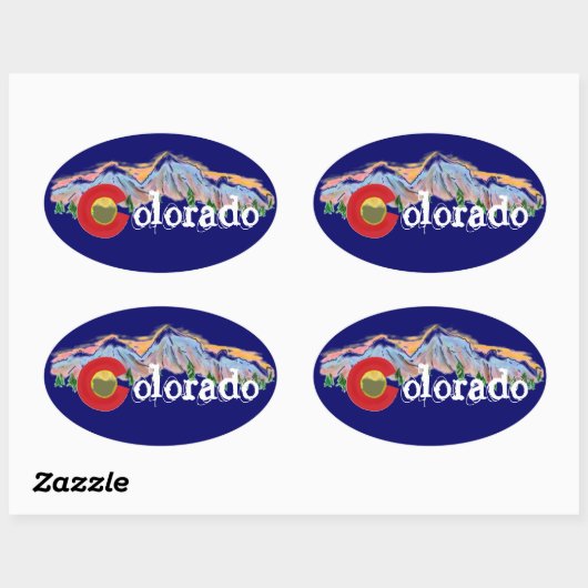 コロラド山のステッカー 楕円形シール (シート)