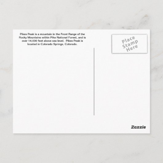 コロラド山脈 ポストカード (裏面)