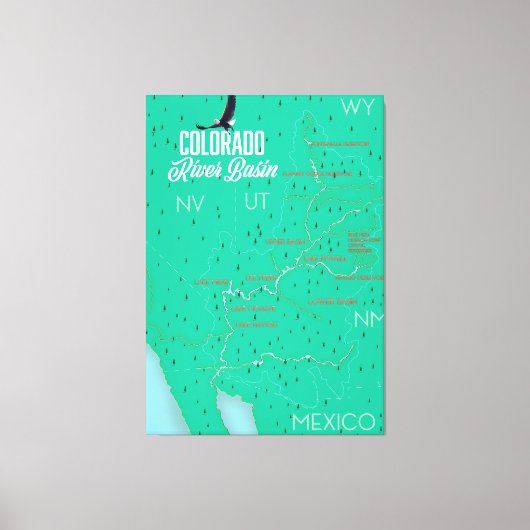 コロラド川流域ヴィンテージの地図 キャンバスプリント (正面)
