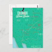 コロラド川流域ヴィンテージの地図 ポストカード (正面/裏面)