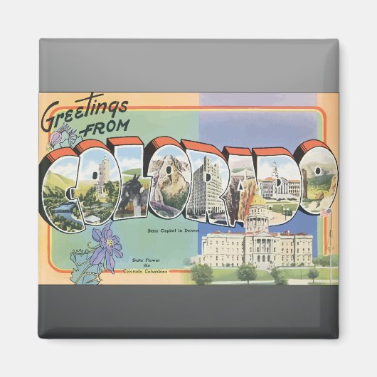 コロラド州からの挨拶ヴィンテージ マグネット (正面)