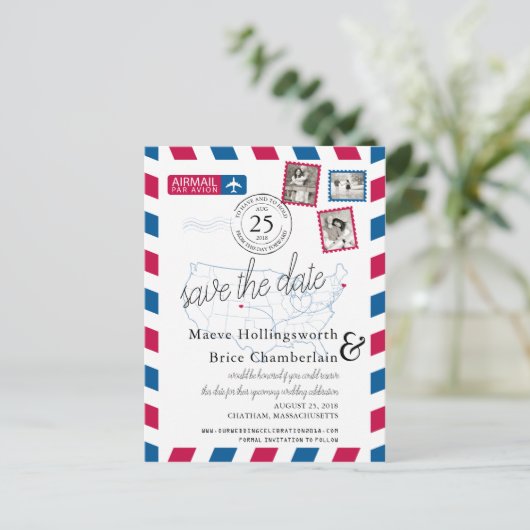 コロラド州とケープコッド航空便が日程を保存 案内ポストカード (スタンド正面)