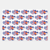 コロラド州と米国国旗のハート ラッピングペーパーシート (正面3)