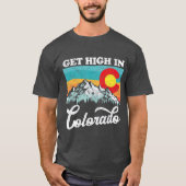 コロラド州に高くレトロ州旗の山 Tシャツ (正面)