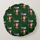 コロラド州のエンサインのあるサンタクロース ラウンドクッション (裏面)