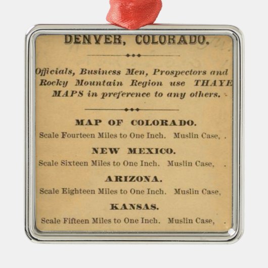 コロラド州のタイヤー地図 メタルオーナメント (正面)