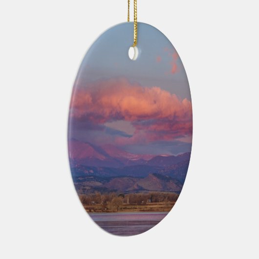 コロラド州のフロントレンジはピーク満月の日の出憧れます セラミックオーナメント (右)