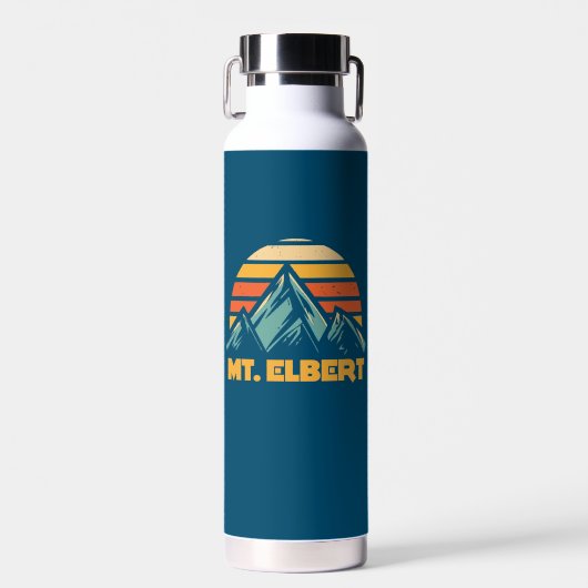 コロラド州のレトロターコイズブルーのMt. Elbert ウォーターボトル (正面)