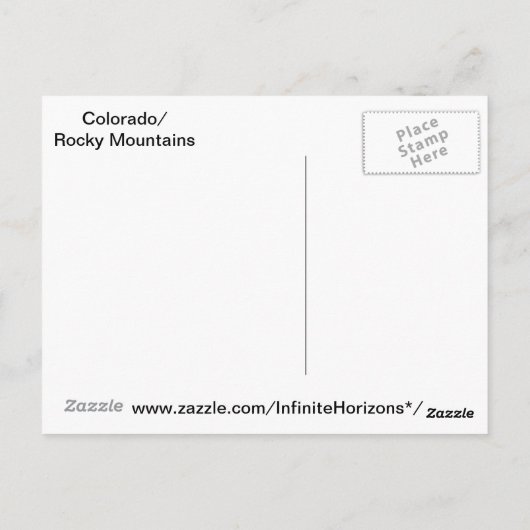 コロラド州のロッキー山脈の郵便はがき ポストカード (裏面)