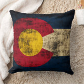 コロラド州のヴィンテージのグランジな旗 クッション (ブランケット)