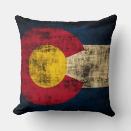 コロラド州のヴィンテージのグランジな旗 クッション