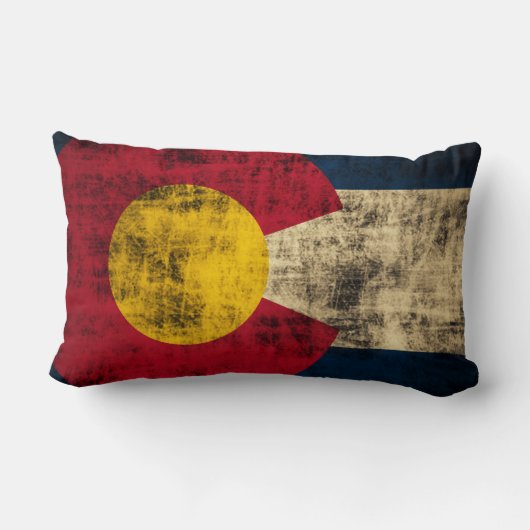 コロラド州のヴィンテージのグランジな旗 ランバークッション (裏面)