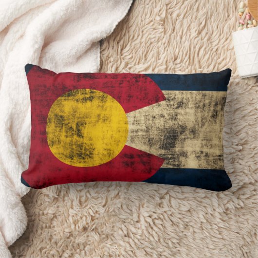コロラド州のヴィンテージのグランジな旗 ランバークッション (ブランケット)