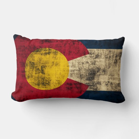 コロラド州のヴィンテージのグランジな旗 ランバークッション (正面)