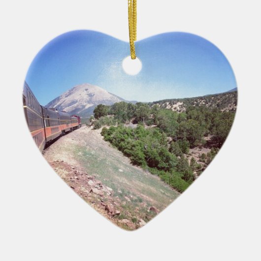 コロラド州の列車場面 セラミックオーナメント (正面)