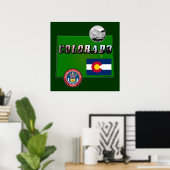 コロラド州の地図と絵のテキスト ポスター (ホームオフィス)