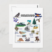 コロラド州の地図と観光客先 ポストカード (正面/裏面)
