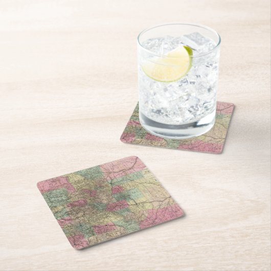 コロラド州の地図 スクエアペーパーコースター (インサイチュ)