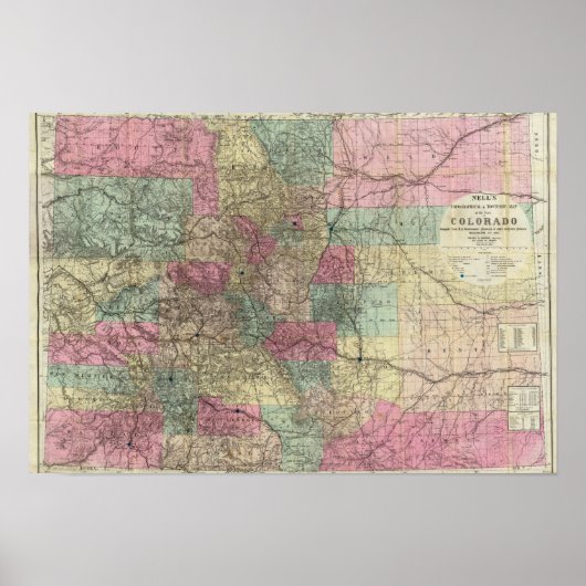 コロラド州の地図 ポスター (正面)