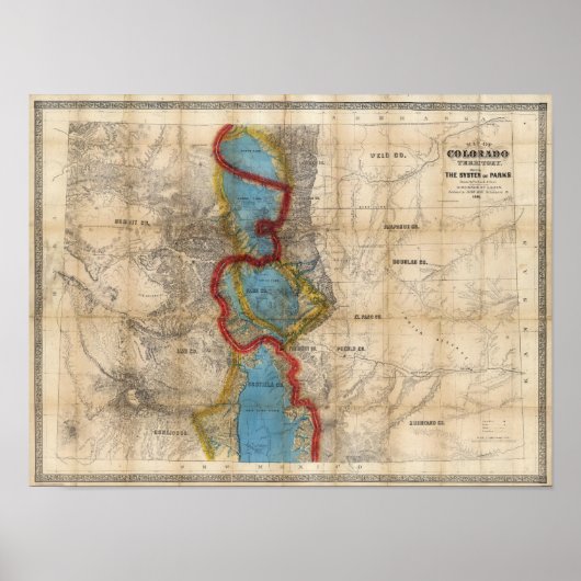 コロラド州の地図 ポスター (正面)