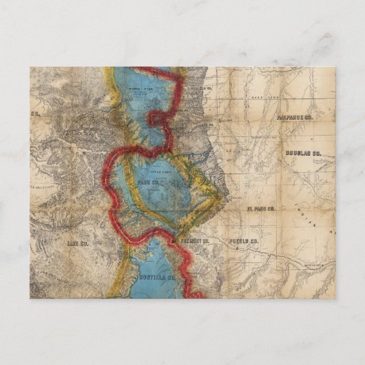 コロラド州の地図 ポストカード (正面)