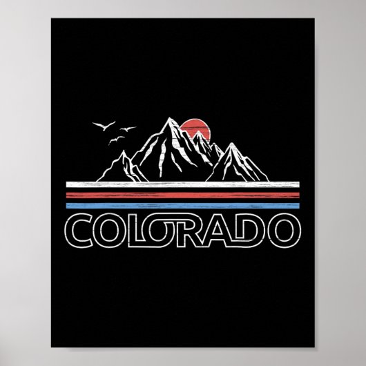 コロラド州の山の州旗Tシャツ ロッキー山脈S ポスター (正面)