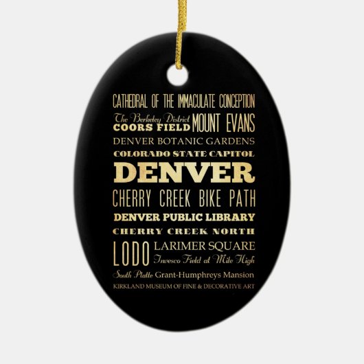コロラド州の州のタイポグラフィの芸術のデンバー都市 セラミックオーナメント (正面)