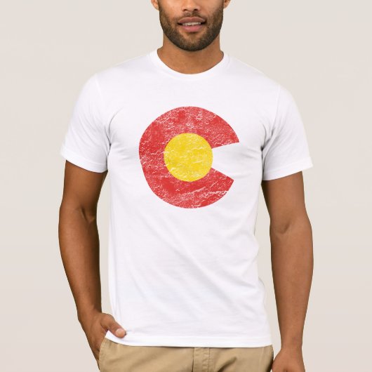 コロラド州の州の旗のグランジなデンバー愛 Tシャツ (正面)