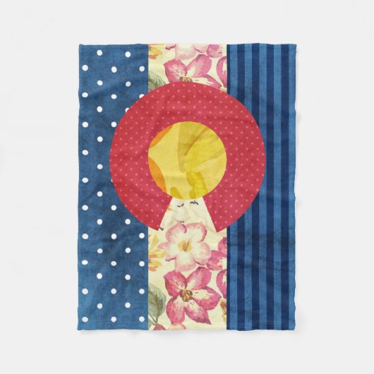 コロラド州の州の旗|のヴィンテージのぼろぼろの上品 フリースブランケット (正面)