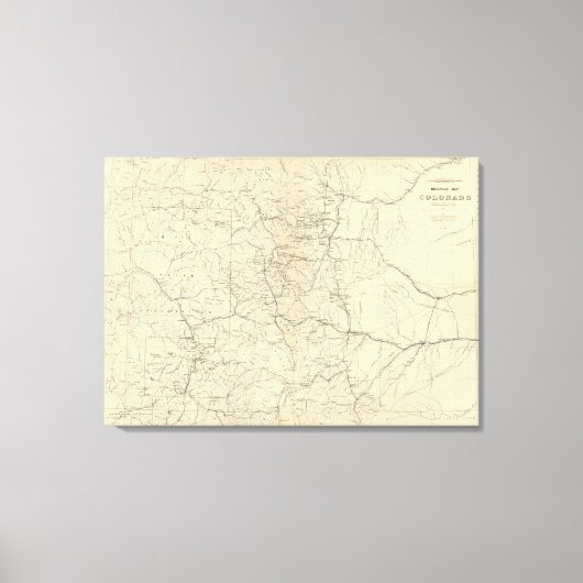 コロラド州の排水マップ キャンバスプリント (正面)
